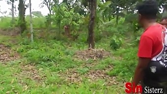 Two Brothers Engage In Public Sexual Activity With Two African American Sisters Working On A Farm