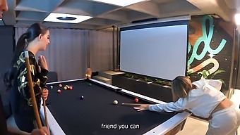Two Beautiful Latinas Give A Threesome Blowjob On A Pool Table In Hd