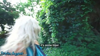 Blonde Milf With Big Natural Tits Gets Face Fucked And Fucked Outdoors In Public Park