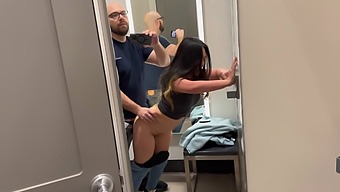 Beautiful Asian Woman Gives Blow Job In The Dressing Room Of Target Store.
